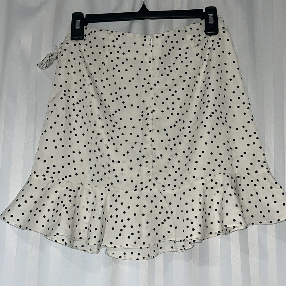 Polka Dot Ruffle Faux Wrap Skirt - Picture 3 of 3